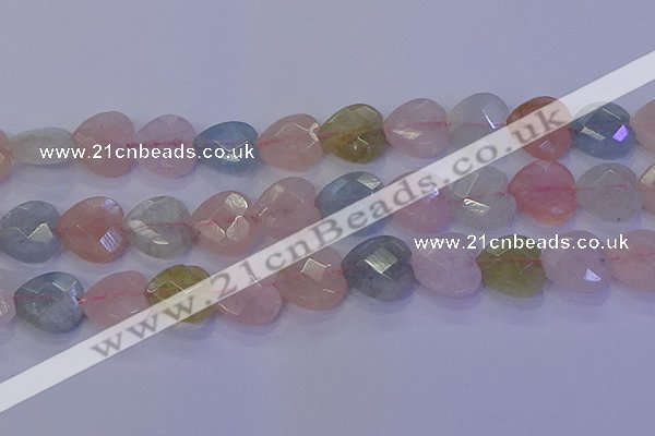 CMG285 15.5 inches 14*14mm faceted heart morganite beads