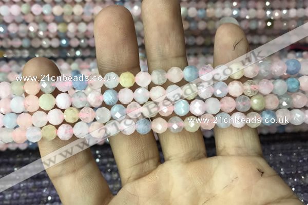 CMG321 15.5 inches 6mm faceted round morganite gemstone beads