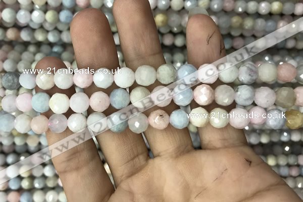 CMG322 15.5 inches 8mm faceted round morganite gemstone beads