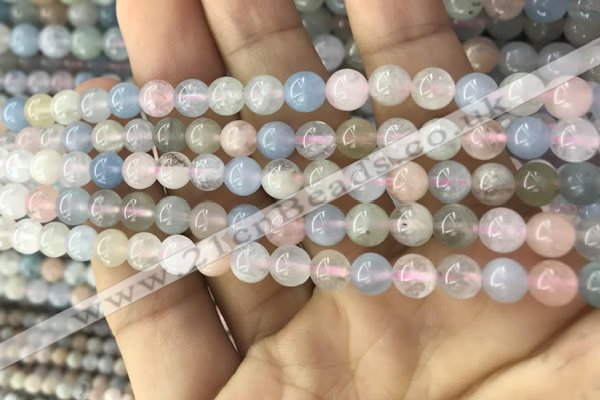 CMG341 15.5 inches 6mm round natural morganite beads