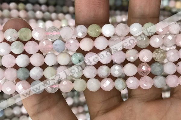 CMG345 15.5 inches 6mm faceted round morganite beads wholesale