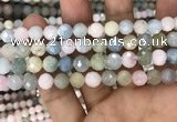 CMG346 15.5 inches 8mm faceted round morganite beads wholesale