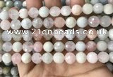 CMG380 15.5 inches 10mm faceted round morganite gemstone beads