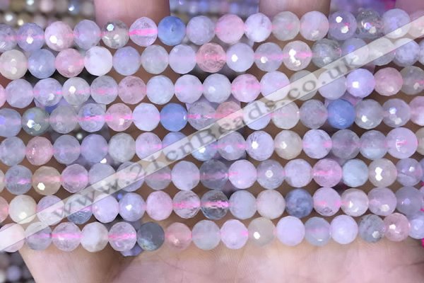 CMG415 15.5 inches 6mm faceted round morganite gemstone beads