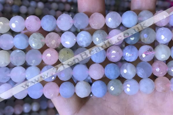 CMG417 15.5 inches 10mm faceted round morganite gemstone beads