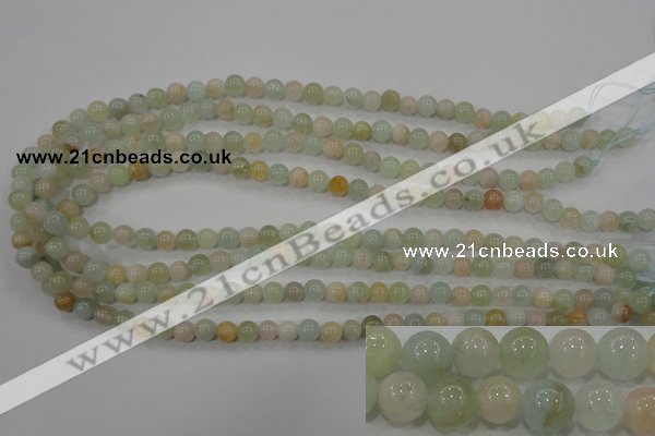 CMG51 15.5 inches 6mm round natural morganite beads wholesale