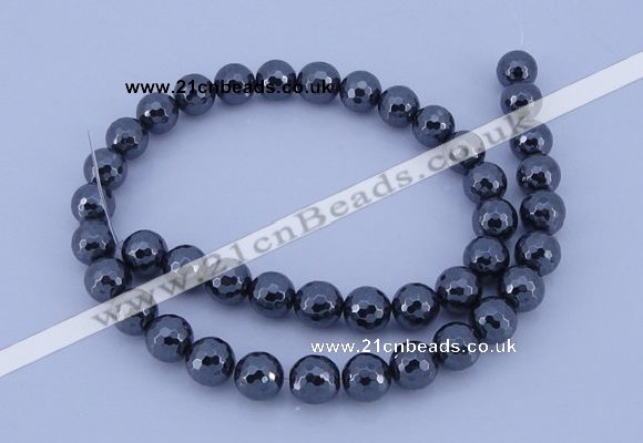 CMH02 16 inches 4mm faceted round magnetic hematite beads