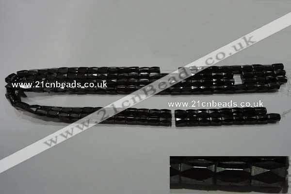 CMH105 15.5 inches 5*8mm faceted tube magnetic hematite beads