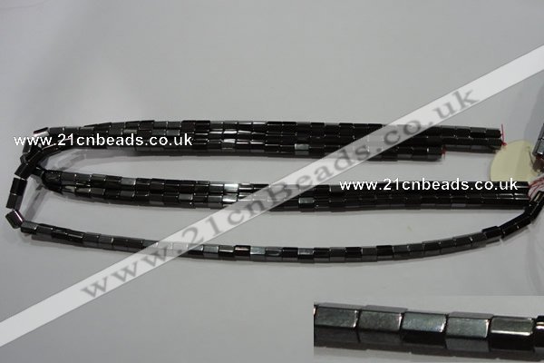 CMH107 15.5 inches 5*6mm faceted tube magnetic hematite beads