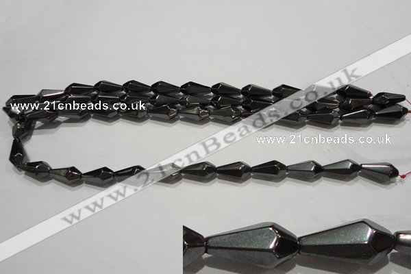 CMH142 15.5 inches 8*16mm faceted teardrop magnetic hematite beads