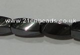 CMH152 15.5 inches 5*11mm twisted rice magnetic hematite beads