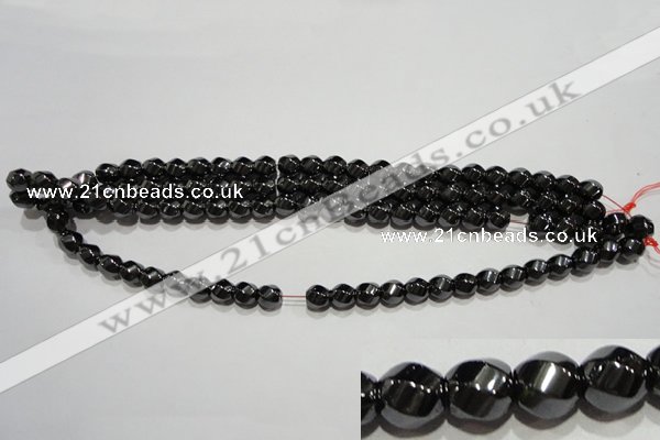 CMH157 15.5 inches 8*8mm twisted rice magnetic hematite beads