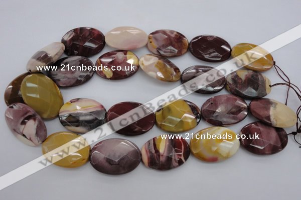 CMK158 15.5 inches 25*35mm faceted oval mookaite beads wholesale