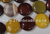 CMK242 15.5 inches 15mm flat round mookaite gemstone beads