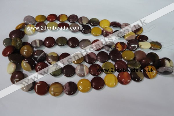 CMK242 15.5 inches 15mm flat round mookaite gemstone beads