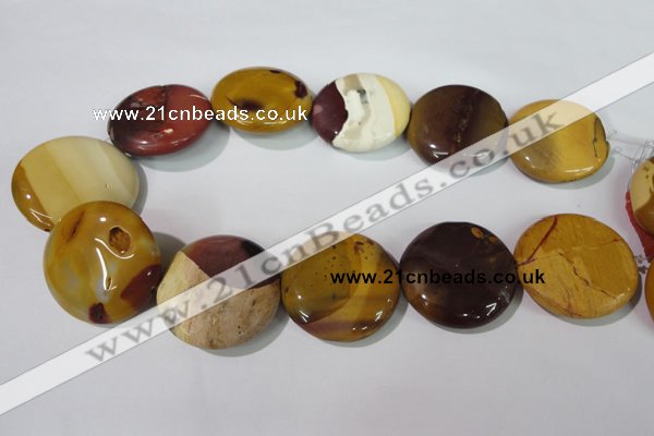 CMK247 15.5 inches 35mm flat round mookaite gemstone beads