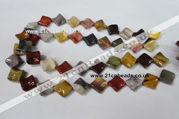 CMK280 15.5 inches 15*15mm twisted diamond mookaite gemstone beads