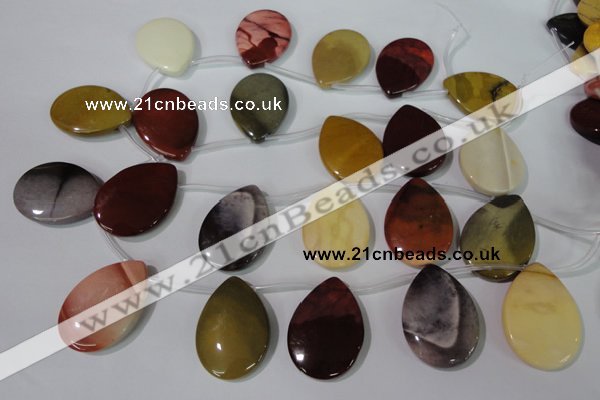 CMK285 Top-drilled 25*35mm flat teardrop mookaite gemstone beads