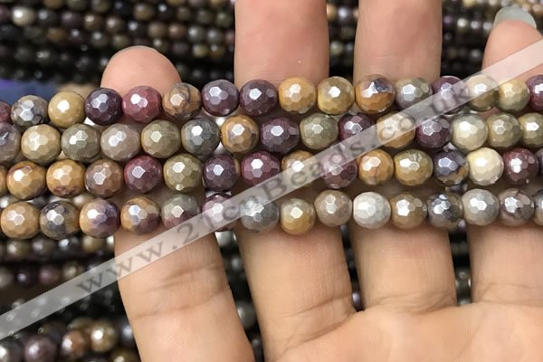 CMK338 15.5 inches 6mm faceted round AB-color mookaite beads