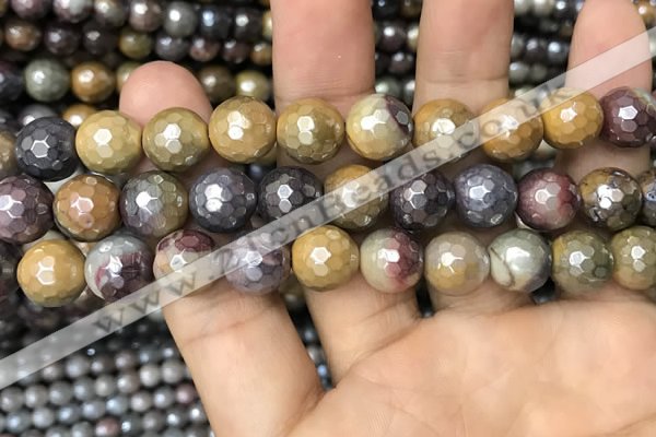 CMK341 15.5 inches 12mm faceted round AB-color mookaite beads