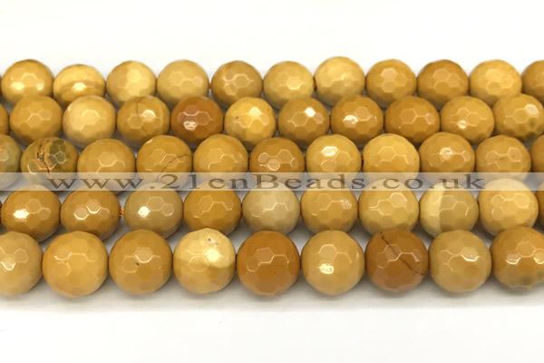 CMK367 15 inches 10mm faceted round yellow mookaite beads