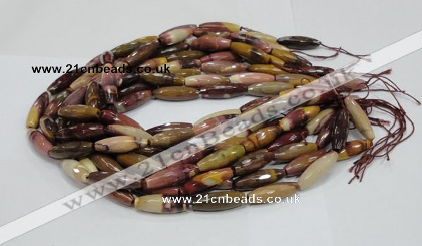 CMK48 15.5 inches 10*30mm faceted rice mookaite beads wholesale