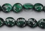 CMN100 15.5 inches 14mm flat round natural malachite beads wholesale