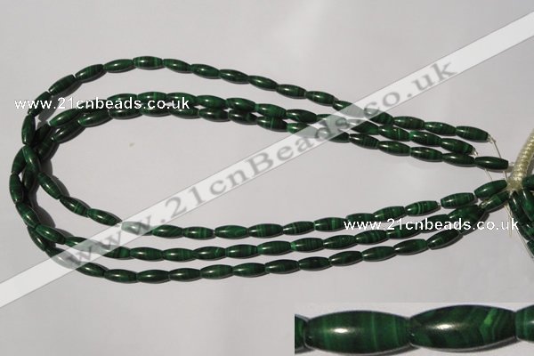 CMN211 15.5 inches 5*12mm rice natural malachite beads wholesale