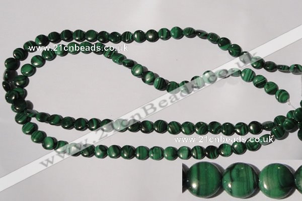 CMN251 15.5 inches 8mm flat round natural malachite beads wholesale