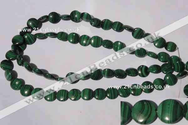 CMN253 15.5 inches 12mm flat round natural malachite beads wholesale