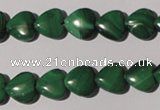 CMN257 15.5 inches 10*10mm heart natural malachite beads wholesale