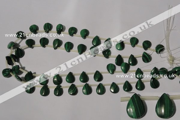 CMN320 Top-drilled 8*12mm flat teardrop natural malachite beads