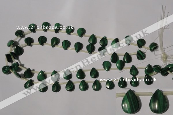 CMN321 Top-drilled 10*14mm flat teardrop natural malachite beads