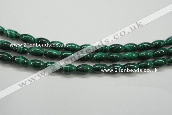 CMN419 15.5 inches 6*9mm rice natural malachite beads wholesale