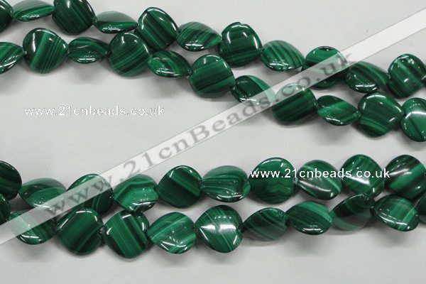 CMN428 15.5 inches 15*15mm heart natural malachite beads wholesale