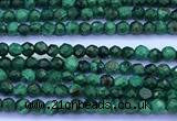 CMN450 15 inches 2mm faceted round malachite beads