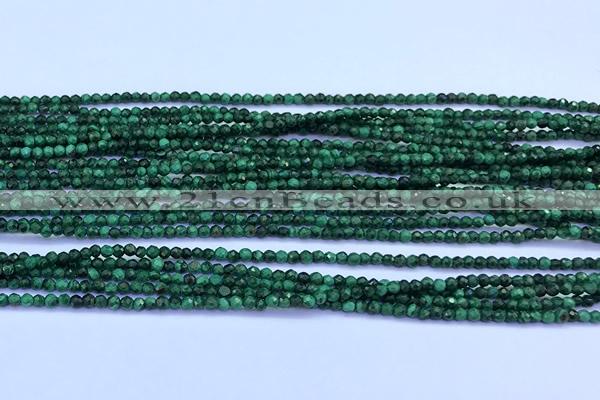 CMN450 15 inches 2mm faceted round malachite beads