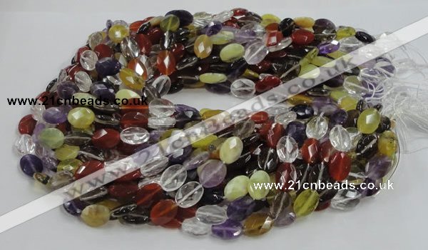 CMQ03 15.5 inches 10*14mm faceted oval multicolor quartz beads