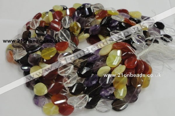 CMQ08 15*20mm twisted faceted teardrop multicolor quartz beads