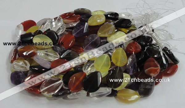 CMQ09 18*25mm twisted faceted teardrop multicolor quartz beads