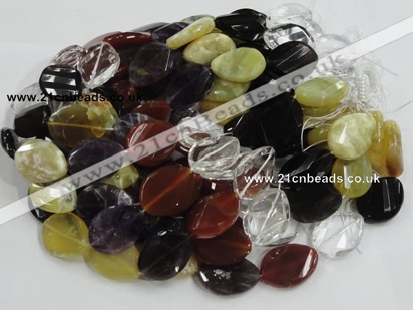 CMQ10 20*30mm twisted faceted teardrop multicolor quartz beads