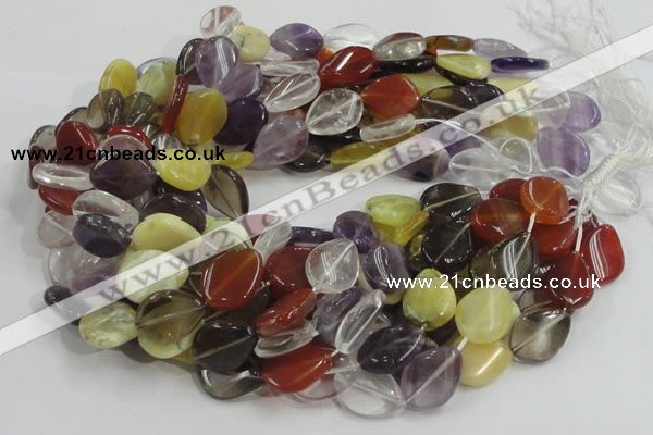 CMQ12 15*20mm twisted flat teardrop multicolor quartz beads