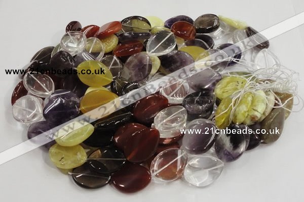 CMQ15 20*30mm twisted flat teardrop multicolor quartz beads