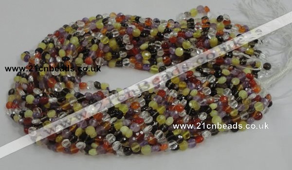 CMQ16 15.5 inches 6mm faceted coin multicolor quartz beads