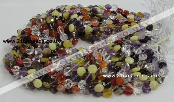 CMQ18 15.5 inches 10mm faceted coin multicolor quartz beads