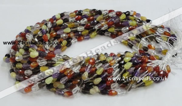 CMQ19 15.5 inches 6*9mm faceted teardrop multicolor quartz beads