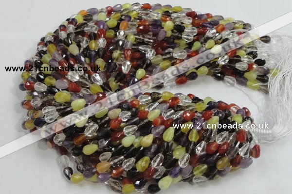 CMQ20 15.5 inches 8*10mm faceted teardrop multicolor quartz beads