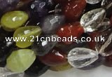 CMQ21 15.5 inches 10*14mm faceted teardrop multicolor quartz beads