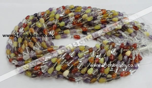 CMQ22 15.5 inches 6*10mm teardrop multicolor quartz beads