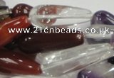 CMQ23 15.5 inches 10*30mm teardrop multicolor quartz beads